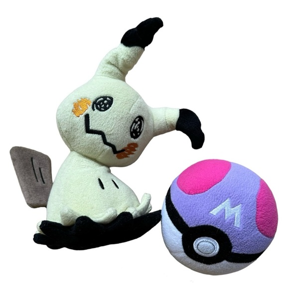 TOMY Pokémon Bundle Mimikyu Plush & Master Poke Ball Bean Bag Plush - Picture 1 of 7